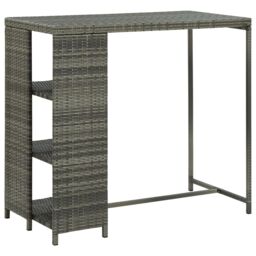 Berkfield Home Bar Table with Storage Rack Grey 120x60x110 cm Poly Rattan - Size: 120 x 60 x 110 cm