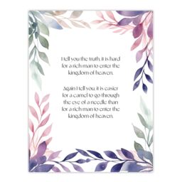 "Artery8 Wall Art Print Matthew 19:24 Jesus Christ Christian Bible God Quote Violet Art Poster in Purple - Size: W18"" x H24""" - thumbnail 1
