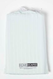 Homescapes Cotton Stripe Fitted Cot Sheets 330 Thread Count, 2 Pack in Blue - Size: Cot Bed - thumbnail 5