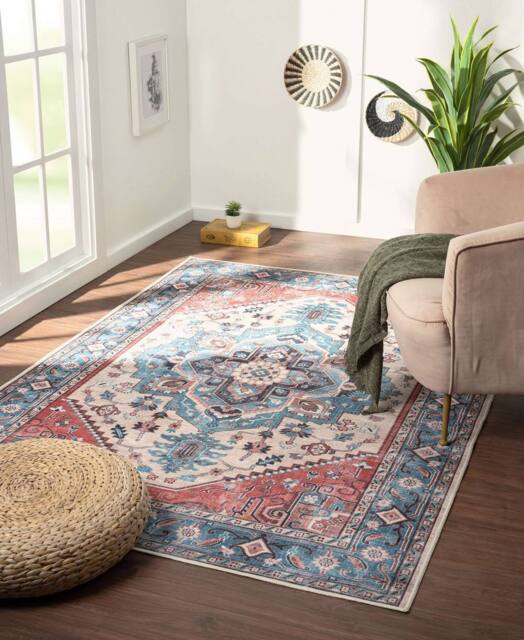 THE RUGS Parisa Washable Persian Classic Rug - Soft Polyester Runner Design in Beige - Size: 60 cm x 180 cm - image 1