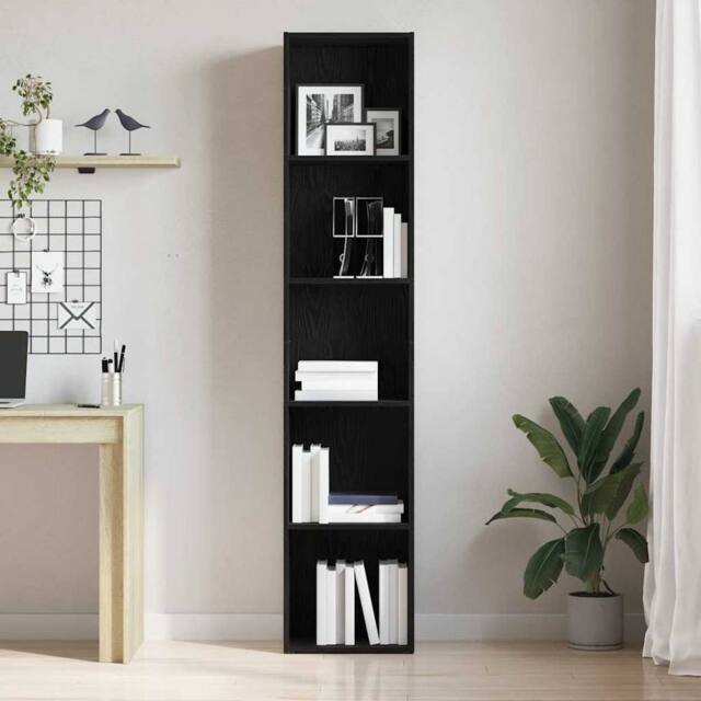 Berkfield Home Decorative Book Cabinet Black Oak 40x30x189 cm Engineered Wood - Size: 40 x 30 x 189 cm - image 1
