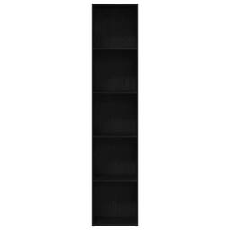 Berkfield Home Decorative Book Cabinet Black Oak 40x30x189 cm Engineered Wood - Size: 40 x 30 x 189 cm - thumbnail 5
