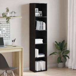 Berkfield Home Decorative Book Cabinet Black Oak 40x30x189 cm Engineered Wood - Size: 40 x 30 x 189 cm - thumbnail 2