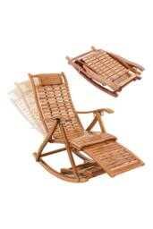 Living and Home Bamboo Rocking Chair Foldable Recliner in Brown - thumbnail 6