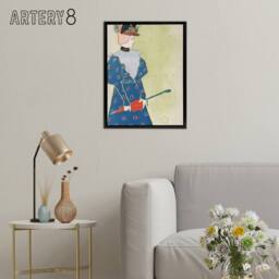 "Artery8 Woman Holding Umbrella Painting Framed Canvas Wall Art Print E Penfield in Green - Size: W18"" x H24""" - thumbnail 3