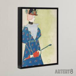 "Artery8 Woman Holding Umbrella Painting Framed Canvas Wall Art Print E Penfield in Green - Size: W18"" x H24""" - thumbnail 2