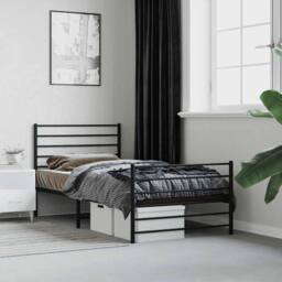 Berkfield Home Metal Bed Frame with Headboard & Footboard Black 107x203 cm - thumbnail 1
