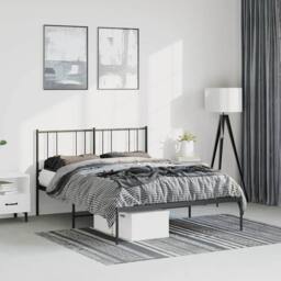 Berkfield Home Metal Bed Frame with Headboard Black 150x200 cm King Size - thumbnail 2