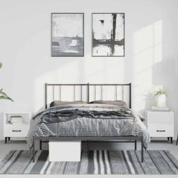 Berkfield Home Metal Bed Frame with Headboard Black 150x200 cm King Size - thumbnail 3