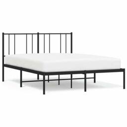 Berkfield Home Metal Bed Frame with Headboard Black 150x200 cm King Size