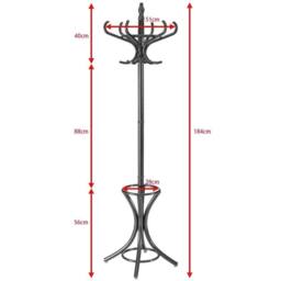 Havendro Wooden Free Standing Coat Rack 12 Hooks Umbrella Hallstand in Black - thumbnail 2