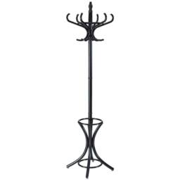 Havendro Wooden Free Standing Coat Rack 12 Hooks Umbrella Hallstand in Black - thumbnail 1