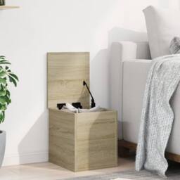 Berkfield Home Storage Box Sonoma Oak 30x35x35 cm Engineered Wood in Light Brown - Size: 30 x 35 x 35 cm - thumbnail 3