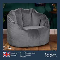 icon Sirena Scallop Chair Bean Bag Velvet Bean Bags in Charcoal - thumbnail 5