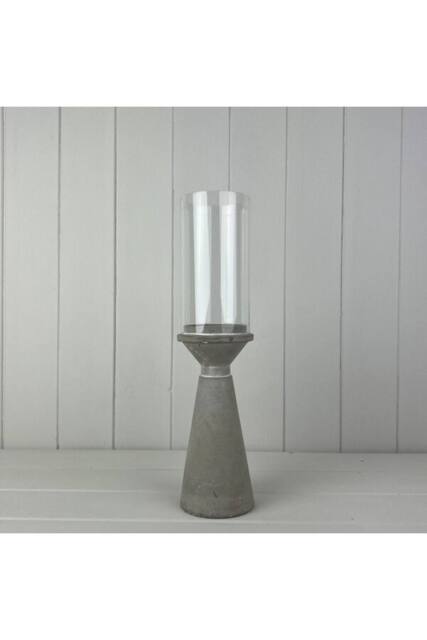 KDMD Grey Rustic Concrete Candle Holder with Glass Shade - image 1