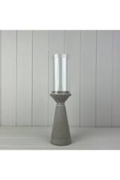 KDMD Grey Rustic Concrete Candle Holder with Glass Shade - thumbnail 1