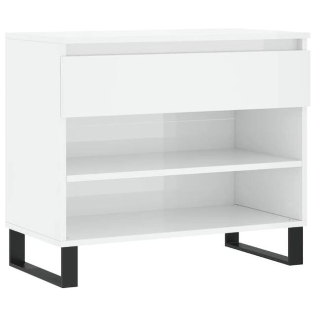 Berkfield Home Shoe Cabinet High Gloss White 70x36x60 cm Engineered Wood - Size: 70 x 36 x 60 cm - image 1