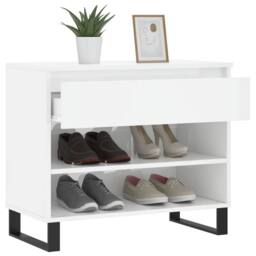 Berkfield Home Shoe Cabinet High Gloss White 70x36x60 cm Engineered Wood - Size: 70 x 36 x 60 cm - thumbnail 4
