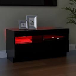 Berkfield Home TV Cabinet with LED Lights Black 80x35x40 cm - Size: 80 x 35 x 40 cm - thumbnail 3