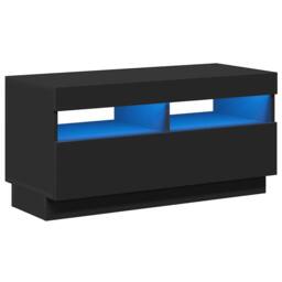 Berkfield Home TV Cabinet with LED Lights Black 80x35x40 cm - Size: 80 x 35 x 40 cm