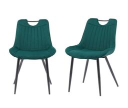 Moderna Dining Chairs Set of 2 Green Velvet Bucket Seat