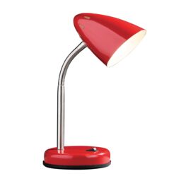 Orsina Red Desk Lamp With EU Plug, Flexible Chrome Lighting Arm, Modern Bedside Table Lamp, Reading Lamp Fixture