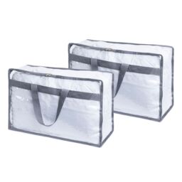 LIVIVO Clear PVC Storage Bags Set of 2 XL in Grey - thumbnail 1