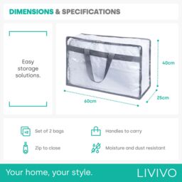 LIVIVO Clear PVC Storage Bags Set of 2 XL in Grey - thumbnail 6