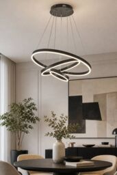Living and Home Black 3 Light Round LED Pendant Light - thumbnail 7