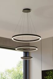 Living and Home Black 3 Light Round LED Pendant Light