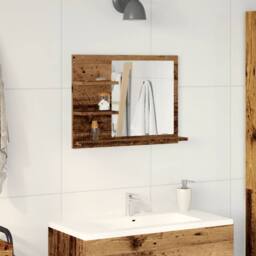 Berkfield Home Bathroom Mirror Cabinet Old Wood 60x10.5x45 cm in Brown - thumbnail 3