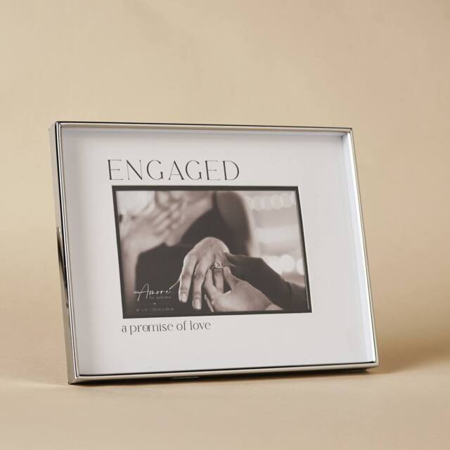 "Amore by Juliana Wedding Gift Silver & Black Photo Frame Engaged 6"" x 4""" - image 1