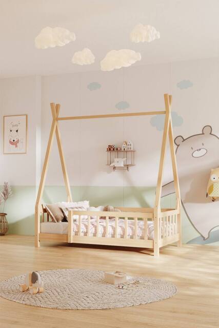 H&O Direct Solid Pine Wood House Bed Frame in Light Brown - image 1