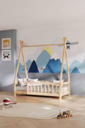 H&O Direct Solid Pine Wood House Bed Frame in Light Brown - thumbnail 3