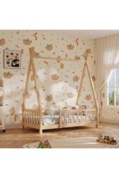 H&O Direct Solid Pine Wood House Bed Frame in Light Brown - thumbnail 8