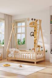 H&O Direct Solid Pine Wood House Bed Frame in Light Brown - thumbnail 4