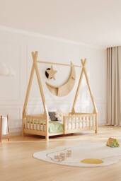 H&O Direct Solid Pine Wood House Bed Frame in Light Brown - thumbnail 5
