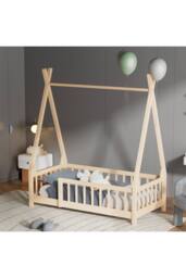 H&O Direct Solid Pine Wood House Bed Frame in Light Brown - thumbnail 7