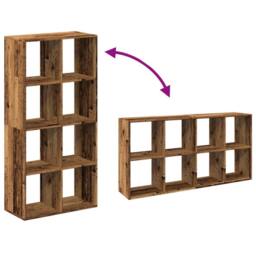 Berkfield Home Room Divider Bookcase Old Wood 69.5x29x137.5 cm Engineered Wood in Brown - thumbnail 8