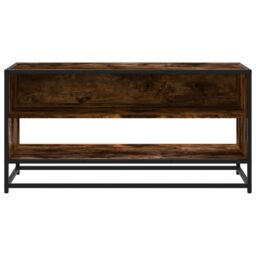 Berkfield Home TV Cabinet Smoked Oak 91x40x46 cm Engineered Wood & Metal in Brown - Size: 91 x 40 x 46 cm - thumbnail 4