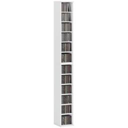 HOMCOM Set of 2 CD Storage Units DVD Shelf with Adjustable Shelves, White - thumbnail 2