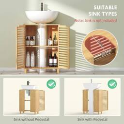 NESTLUNE Under Sink Bathroom Cabinet, Bamboo Under Sink in Brown - thumbnail 5