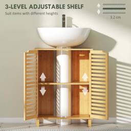 NESTLUNE Under Sink Bathroom Cabinet, Bamboo Under Sink in Brown - thumbnail 3