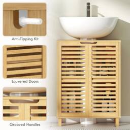 NESTLUNE Under Sink Bathroom Cabinet, Bamboo Under Sink in Brown - thumbnail 4