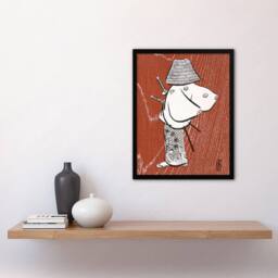 Artery8 Kamisaka Sekka Framed Wall Art Print Samurai 1920 Vintage Japan in Brown - Size: A4 - thumbnail 2