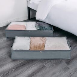 OHS Large Underbed Storage Bags 2 Pack Clothes Shoes Organiser in Grey - thumbnail 4