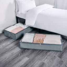 OHS Large Underbed Storage Bags 2 Pack Clothes Shoes Organiser in Grey - thumbnail 5