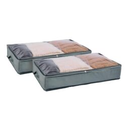 OHS Large Underbed Storage Bags 2 Pack Clothes Shoes Organiser in Grey - thumbnail 1