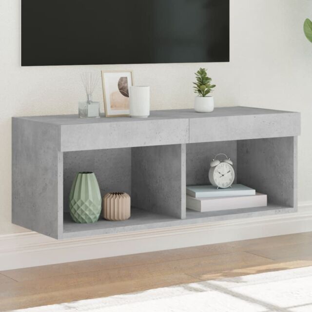 Berkfield Home TV Cabinet with LED Lights Concrete Grey 80x30x30 cm - Size: 80 x 30 x 30 cm - image 1
