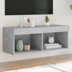Berkfield Home TV Cabinet with LED Lights Concrete Grey 80x30x30 cm - Size: 80 x 30 x 30 cm - thumbnail 1